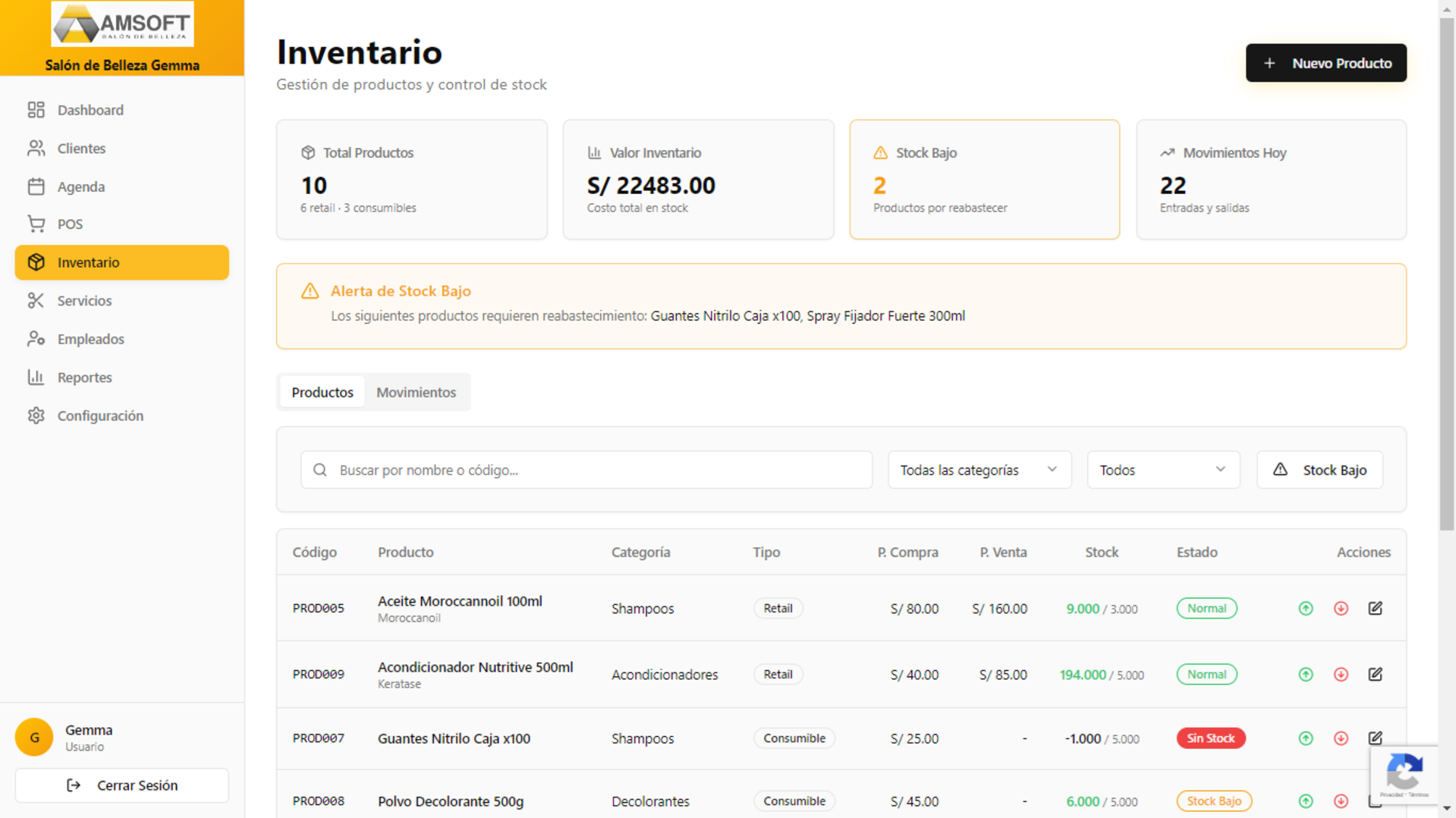 Control de inventario